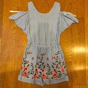 Amy Byer Pinstripe Floral Romper